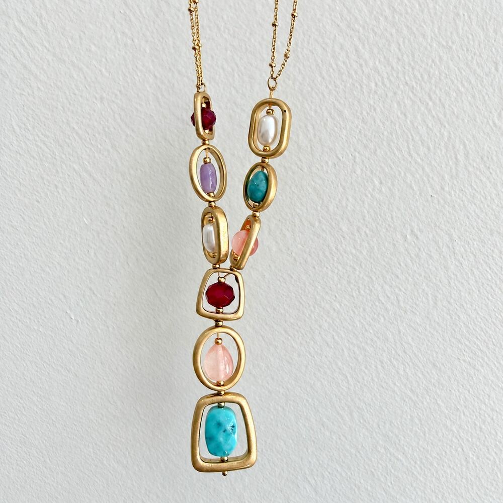 Style & Co. by Macy’s long mixed-gemstone statement necklace